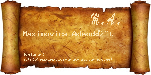 Maximovics Adeodát névjegykártya